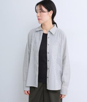 コットンナイロン　バッグギャザー比翼シャツ