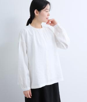 レーヨン混　袖ギャザーブラウス(オフホワイト-F)