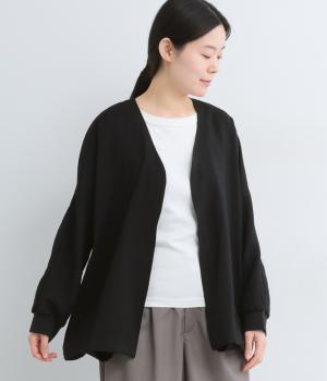 レーヨン混　ドルマンスリーブカーディガン(ブラック-F)