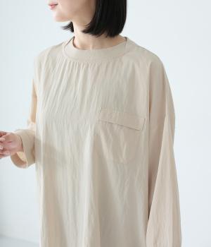 レーヨンナイロン襟袖口リブ背面タックプルオーバー