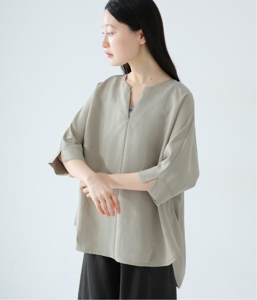 リヨセルキュプラナイロン裾タックプルオーバー