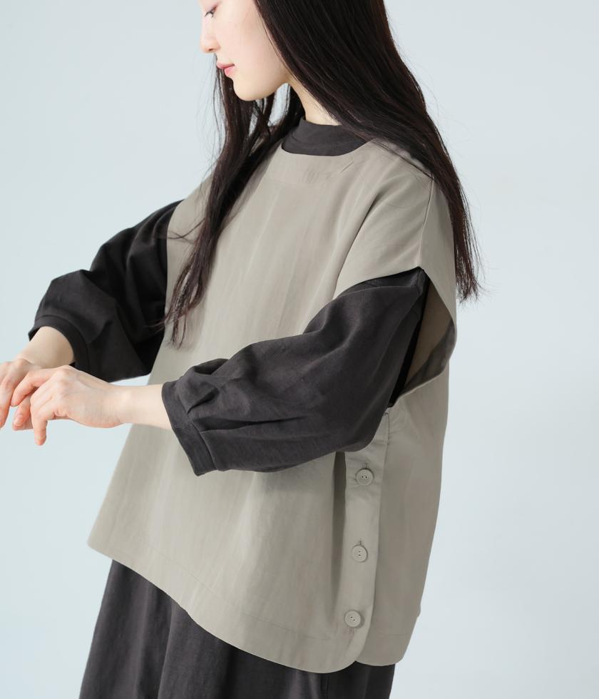 リヨセルキュプラナイロンサイド釦ベスト