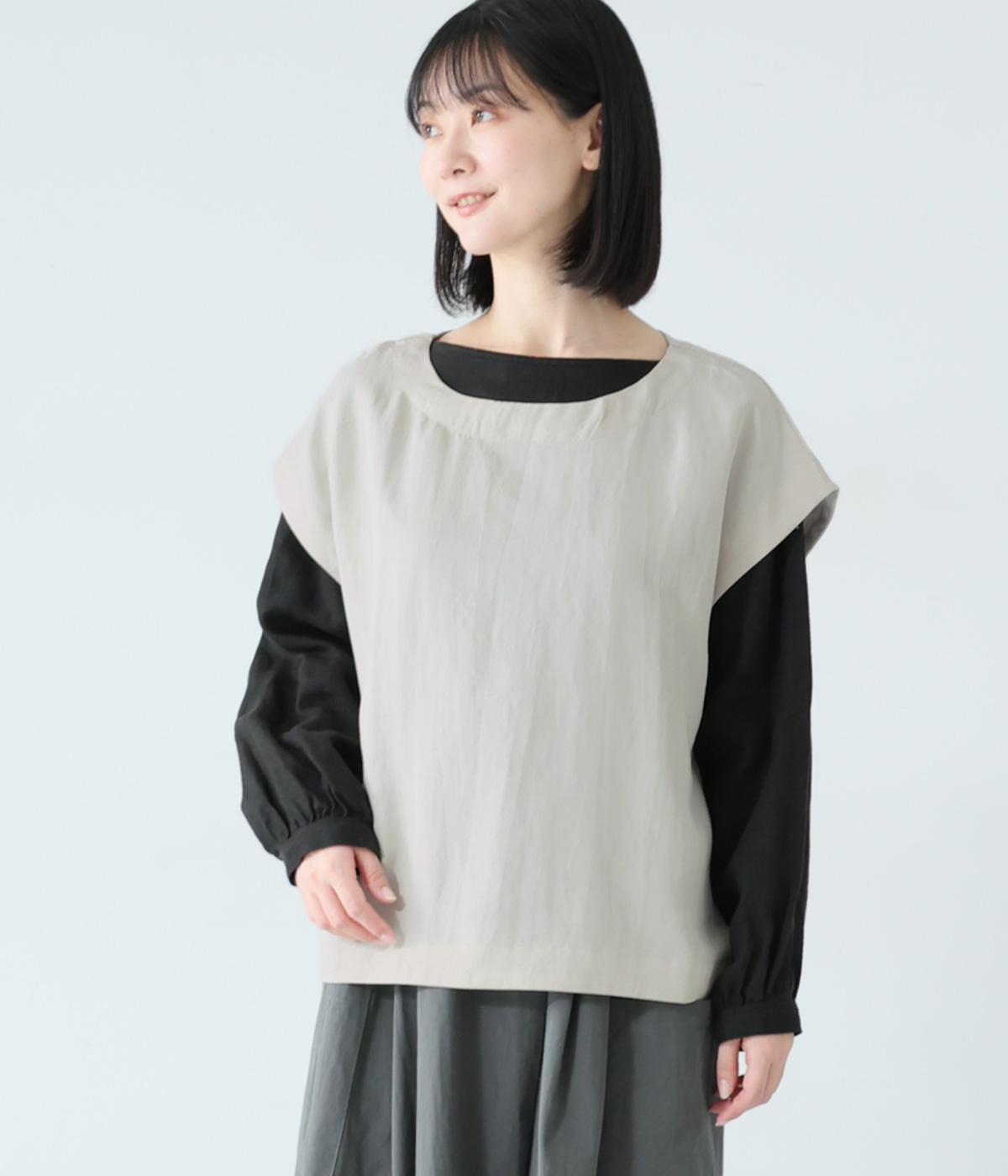 リヨセルキュプラナイロンサイド釦ベスト(ライトグレー-F)