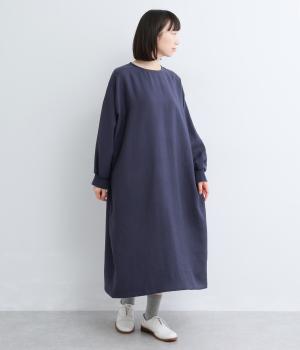 レーヨン混　コクーンワンピース(ネイビー-F)
