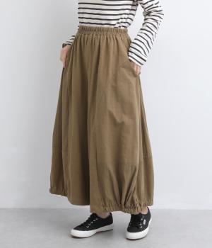 布帛切替アシメボリュームパンツ(ダークブラウン-F)