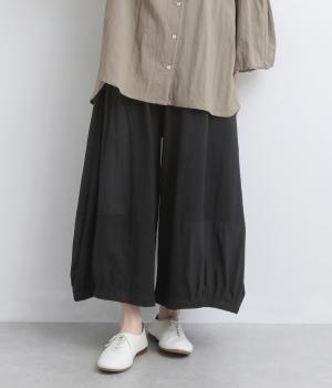 布帛切替アシメボリュームパンツ(ブラック-F)