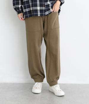 裾リブサルエルパンツ（カーキグリーン・F）