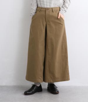 コットンナイロン スカート風パンツ（ダークベージュ・F）