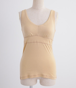 シンプルシリーズ　カップ付タンクトップ(モカベージュ-L)