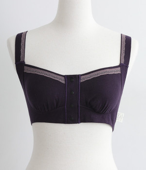 ファッションシリーズ　前開きブラ(ダークパープル-L)
