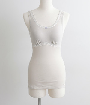 ファッションシリーズ　カップ付きタンクトップ(グレー-M)