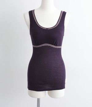 ファッションシリーズ　カップ付きタンクトップ(ダークパープル-L)