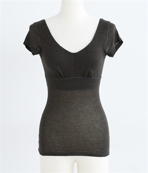 サマーシリーズカップ付きフレンチ袖インナー(チャコールグレー-L)