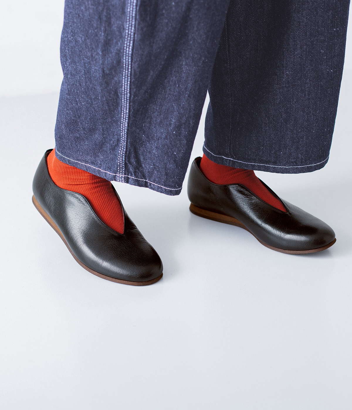 フラットパンプス(ビンテージブラック-36)