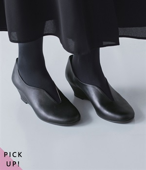 ウェッジソールパンプス(ブラック-35)