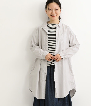 オックスシャツチュニック(ライトグレー-ONESIZE)