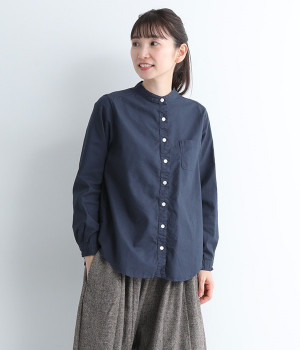 オックススタンドカラーシャツ(ネイビー-ONESIZE)