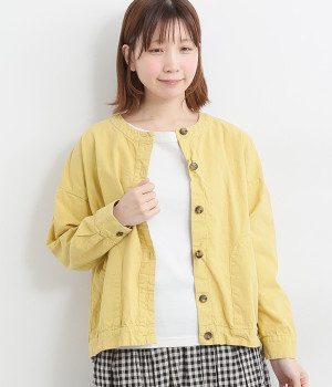 コットンリップストップ日本製品染めジャケット(イエローベージュ-ONESIZE)