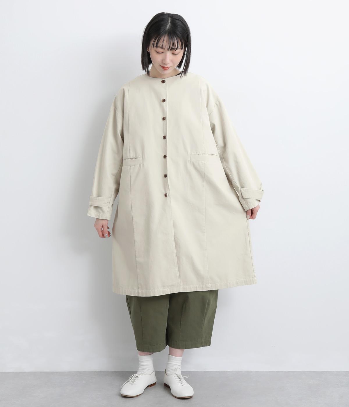 Vネック コットンライトキャンバスコート(アイボリー-F)