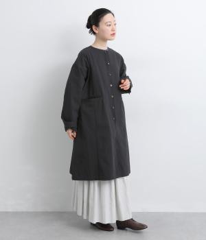 Vネック コットンライトキャンバスコート(クロ-F)