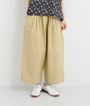 コットンナイロンツイルワイドパンツ(ベージュ-ONESIZE)