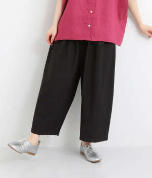 コットンナイロンツイルワイドパンツ(ブラック-ONESIZE)