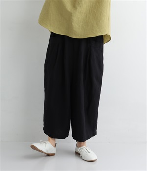 【tukuroi by SUN VALLEY】コットンリネン　コクーンパンツ(クロ-ONESIZE)