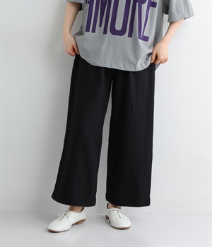 【tukuroi by SUN VALLEY】コットンリネン　ワイドパンツ(クロ-ONESIZE)