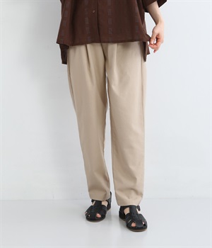 レーヨン混コットンリネン平織パンツ(ベージュ-ONESIZE)