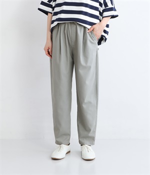 レーヨン混コットンリネン平織パンツ(グレー-ONESIZE)