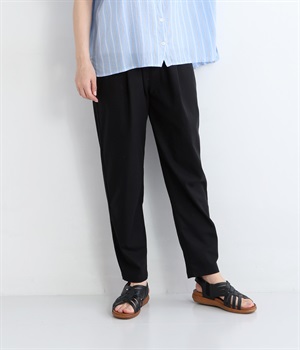 レーヨン混コットンリネン平織パンツ(クロ-ONESIZE)