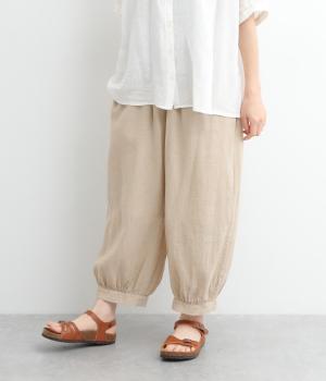 コットンリネンガーゼギャザーパンツ(キナリ-ONESIZE)