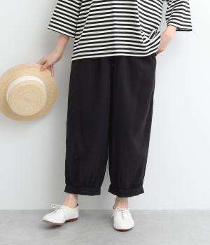 コットンリネンガーゼギャザーパンツ(クロ-ONESIZE)