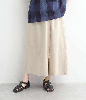 コットンリネン平織ワイドラップパンツ(キナリ-ONESIZE)