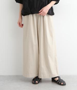 コットンリネン平織ワイドパンツ(キナリ-ONESIZE)