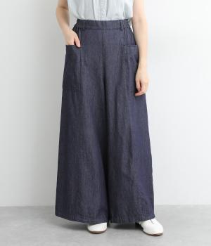 コットンデニムビックポケットワイドパンツ(ネイビー-ONESIZE)