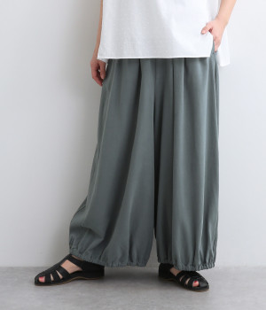 リネンレーヨン平織　バルーンパンツ(グレイッシュブルー-ONESIZE)