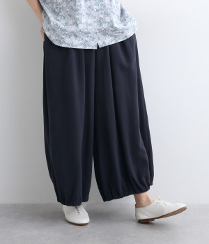 リネンレーヨン平織　バルーンパンツ(ネイビー-ONESIZE)