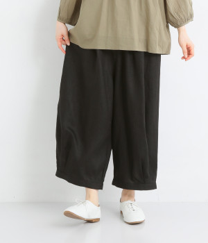 【tukuroi by SUN VALLEY】リネン平織　バルーンパンツ(クロ-ONESIZE)