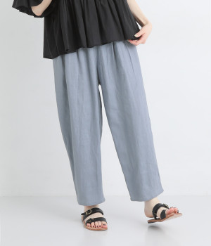 【tukuroi by SUN VALLEY】リネン平織　テーパードパンツ(クラウドブルー-ONESIZE)