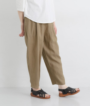 【tukuroi by SUN VALLEY】リネン平織　テーパードパンツ(サンドベージュ-ONESIZE)