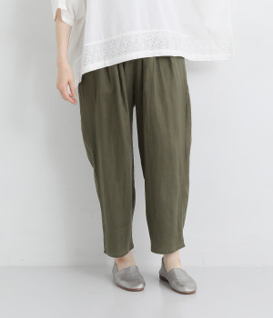 【tukuroi by SUN VALLEY】リネン平織　テーパードパンツ(モスカーキ-ONESIZE)