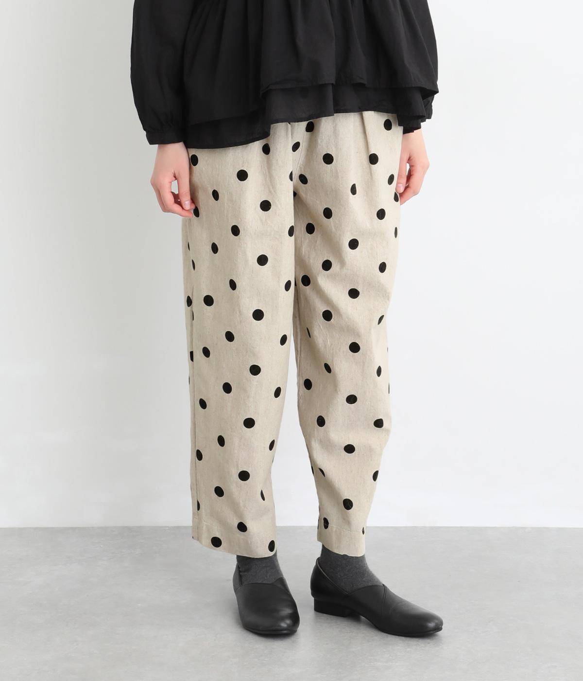 11×12コットンリネン平織テーパードパンツ(ドットプリント/キナリ-F)