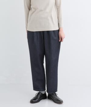 10ozコットン甘織デニム・ヒッコリーテーパードパンツ(ネイビー-F)