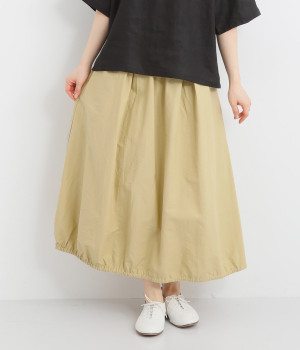 コットンナイロンツイルフレアスカート(ベージュ-ONESIZE)