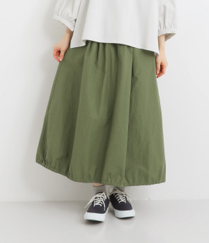 コットンナイロンツイルフレアスカート(スモークカーキ-ONESIZE)