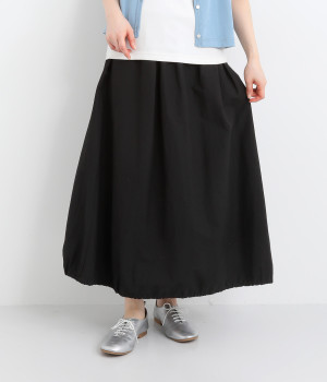 コットンナイロンツイルフレアスカート(ブラック-ONESIZE)