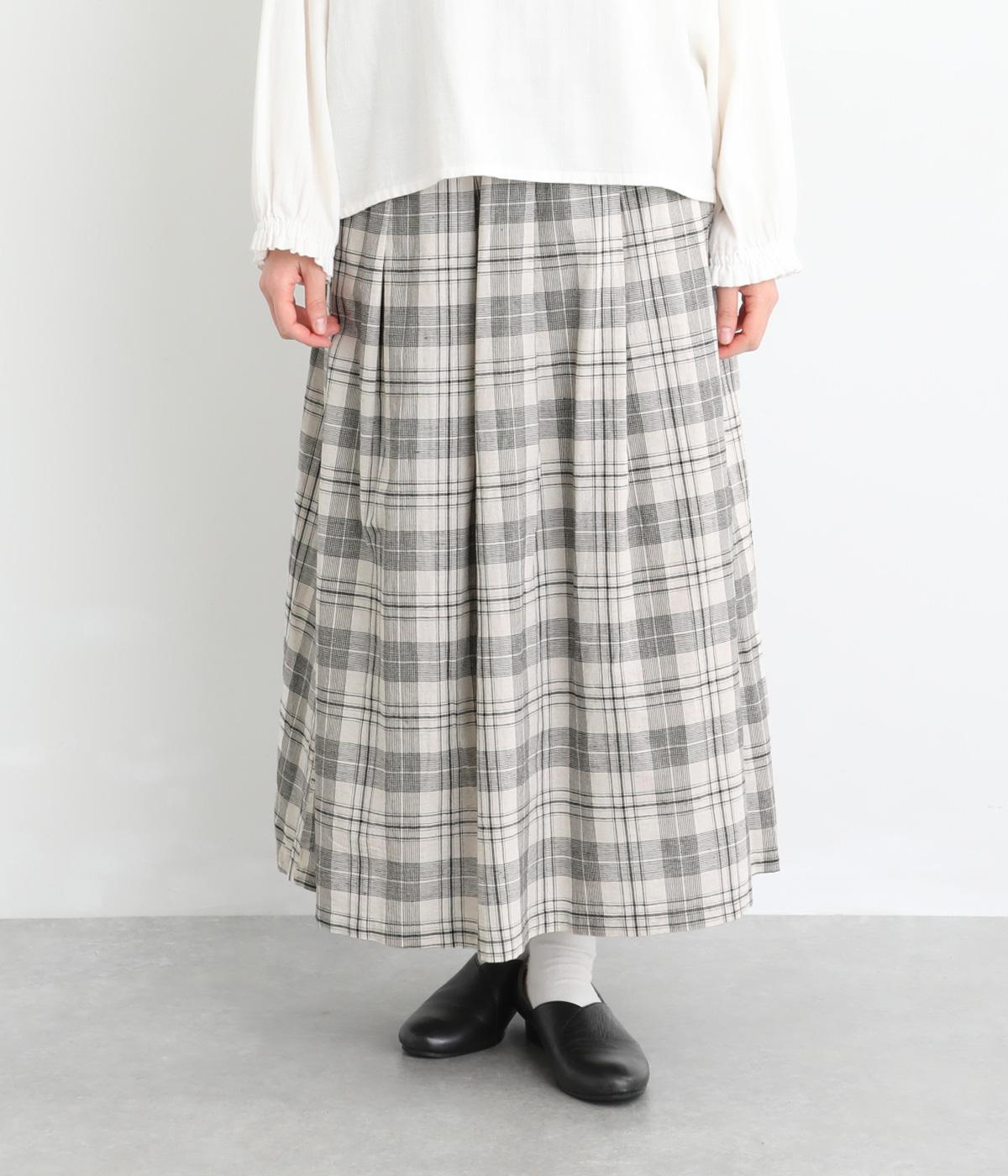 32×30コットンリネン平織スカート(グレンチェック-F)