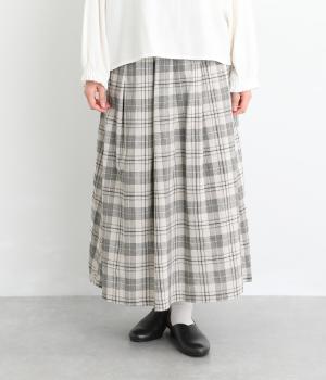 32×30コットンリネン平織スカート(グレンチェック-F)