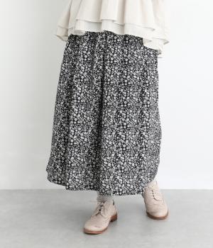 32×30コットンリネン平織スカート(小花プリント-F)